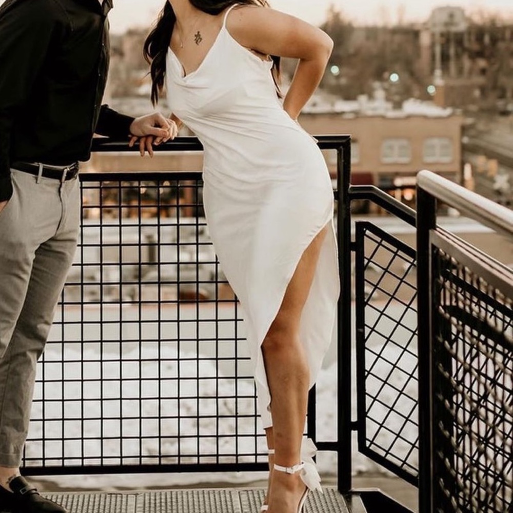 White silk dress